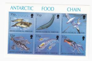 BRITISH ANTARCTIC TERRITORY # 230 VF-MNH S/SHEET OF 6 ANTARCTIC FOOD CHAIN