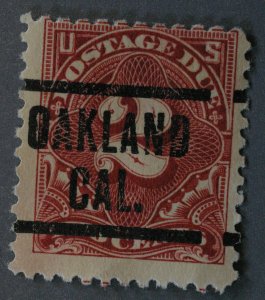 United States #J30 2 Cent Postage Due Oakland CAL Precancel