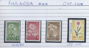 FINLAND 1949 MNH  3+1 FLOWERS Sc#B98-100 YT#349-51 Mi#365-7