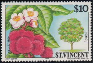 St. Vincent 1984 MH Sc 730 $10 Roucou Flowering Trees
