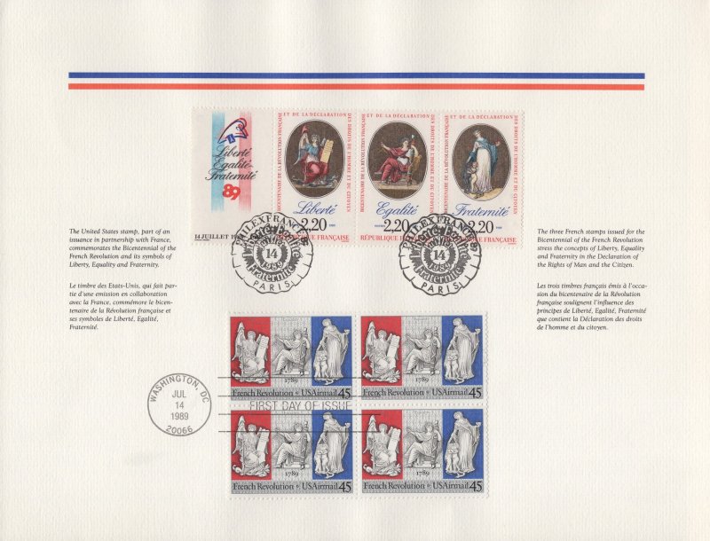 USA-France Souvenir folder plus stamps