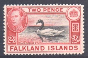 Falkland Islands Scott 86a - SG150, 1938 George VI 2d Red MH*