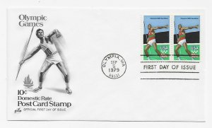 US 1790 10c Olympics Decathlon pair on FDC Artcraft Cachet ECV $7.50