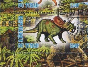 Dinosaur Torosaurus Latus Pre Historic Animal Souvenir Sheet of 4 Stamps