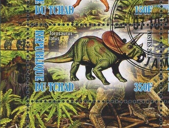 Dinosaur Torosaurus Latus Pre Historic Animal Souvenir Sheet of 4 Stamps