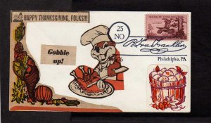 PA Homemade Stamp Cover Holiday Thanksgiving Turkey Philadelphia Pennsylvania