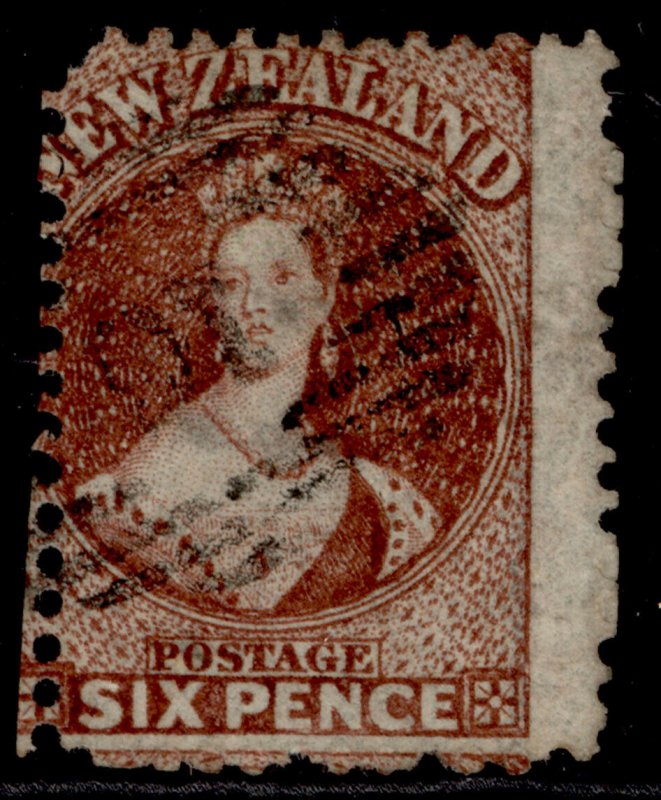 NEW ZEALAND QV SG108, 6d red-brown, USED. Cat £60. 