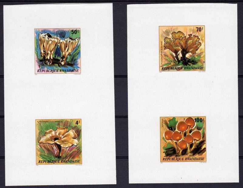 RWANDA 1980 Sc#975/982 MUSHROOMS 4 COLLECTIVE SHEETLETS ONLY 2 EXIST MNH