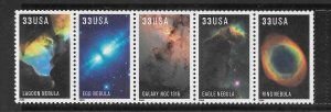 SCOTT  3384-88  HUBBLE 33¢  STRIP OF 5  MNH  SHERWOOD STAMP