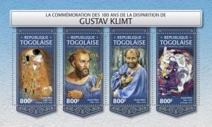 TOGO- 2018 - Gustav Klimt - Perf 4v Sheet - MNH