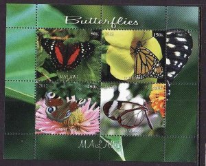 Malawi-unused NH sheet of 4-Butterflies-Insects-Monarch-2