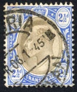 Transvaal 1904-09 SG.263 2 1/2d black and blue wmk MCA used cat 16 pounds