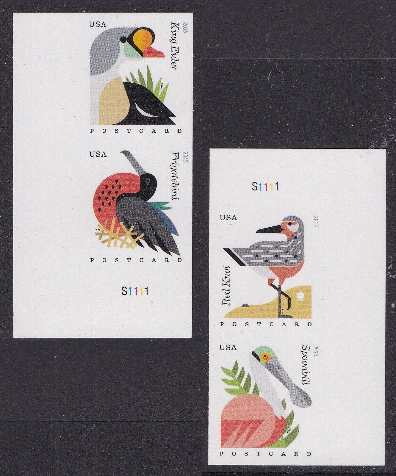 US 4991b-4994b Coastal Birds Postcard imperf NDC set (4 stamps) MNH 2015 |  United States, General Issue Stamp