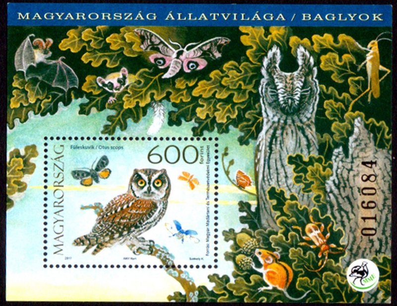 HUNGARY - 2017 FAUNA OF HUNGARY - OWLS / BIRDS - MIN. SHEET MINT NH