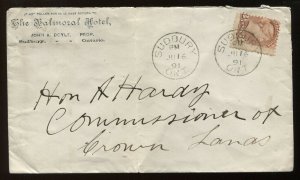 Canada 3 Cent Small Queen tied by 1891 cacheted Sudbury ON cover to Toronto