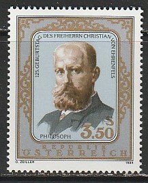 1984 Austria - Sc 1281 - MNH VF - 1 single -Christian von Ehrenfels, Philosopher