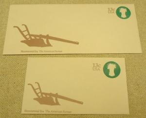 U573, 13c U.S. Postage Envelope: Farmer lot of 2