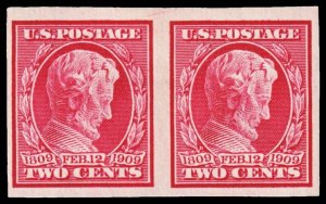 United States Scott 368 Horizontal Pair (1909) Mint LH VF, CV $25.00+ W