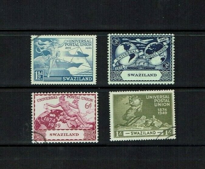 Swaziland: 1949 75th Anniversary of UPU, Fine used set. 