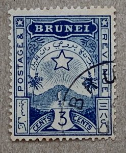 Brunei 1895 3c Star and Crescent local, used. SG 4.  Scott A4, CV $16.50