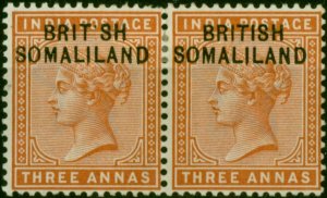 Somaliland 1903 3a Brown-Orange SG5a 'BRIT SH' Error in Pair Fine MM Royal Cert