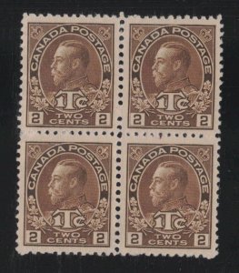 Canada Sc #M4i (1916) 2c+1c yellow brown Admiral War Tax Block Mint VF NH MNH