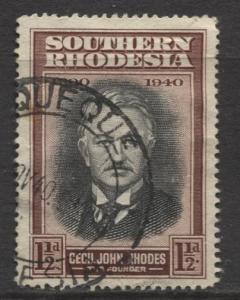 Southern Rhodesia- Scott 58 -Cecil John Rhodes -1940 - Used -Single 1.1/2d Stamp