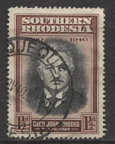 Southern Rhodesia- Scott 58 -Cecil John Rhodes -1940 - Used -Single 1.1/2d Stamp