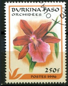 Burkina Faso Sc#1085 Used, 250fr org & multi, Orchids (1996)