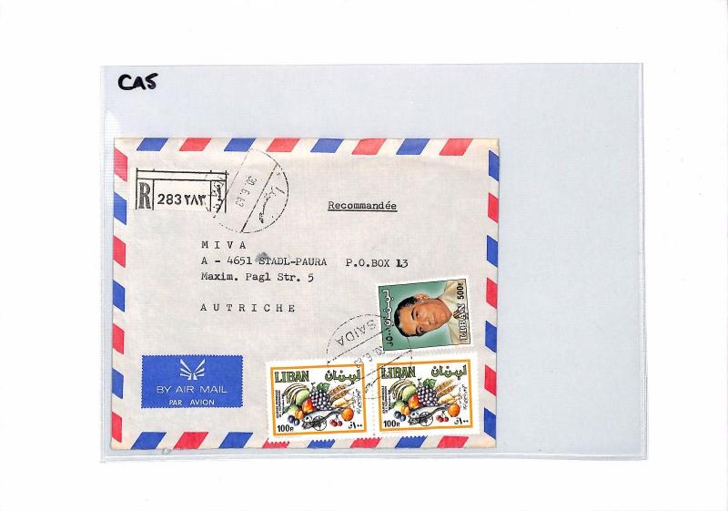 CA5 1983 LEBANON *Saida* Registered Airmail Cover Austria GREEK CATHOLIC CHURCH 