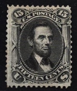 CERTIFIED US Stamp #98 15c Black Lincoln F Grill MINT NO GUM SCV $1600. APS CERT