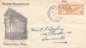 United States Minnesota Minneapolis Air Mail 1935 duplex  6c Winged Globe Air...