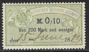 GERMANY 1886 0,10m Bill of Exchange Revenue Erler No. AJ99B VFU