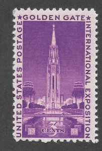 United States Scott 852 Unused LHOG - 1939 Golden Gate International Exposition