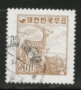 Korea Scott 281 used 1957 500h Deer stamp