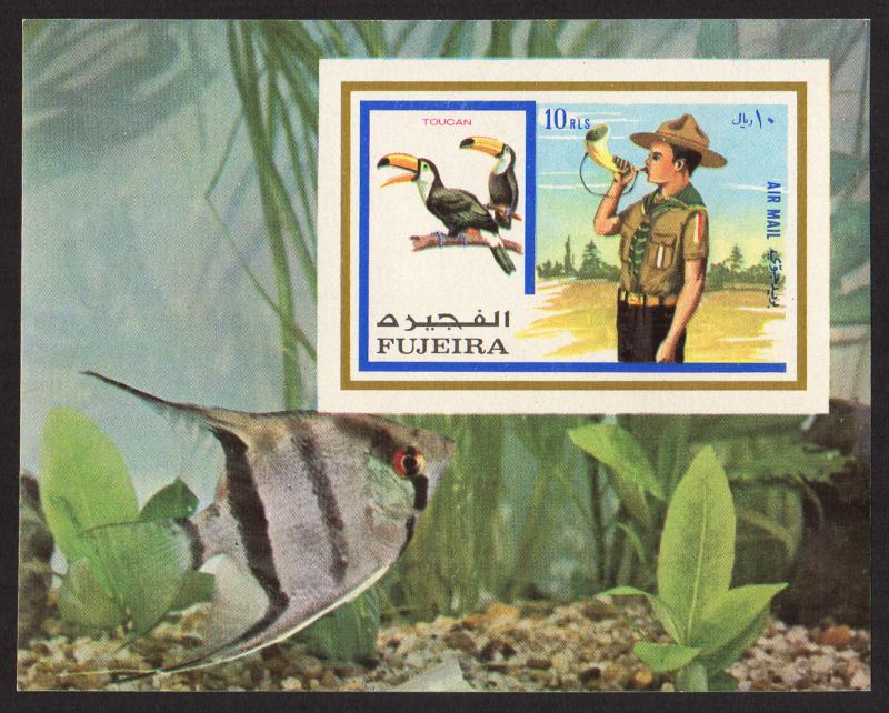 Fujeira Mi Block 107B (#1018)  mnh s/s - 1972 Scout & bird - imperf