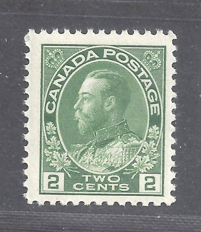 Canada #107iv VF MINT NH 2c YELLOW-GREEN ADMIRAL DRY PRINTING BS25683