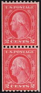 US #450 2c  Carmine Washington Coil Pair Type III MINT NH SCV $65.00