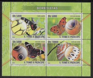 St. Thomas / Sao Tome  #1796 a-d   Butterflies  2008  MNH