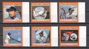 Comoro Is., 2010 issue. Baseball Players IMPERF set..