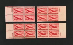 US #C32 Mint VF-XF NH OG, SET Plate #23494 Blocks. Fresh color.   16100