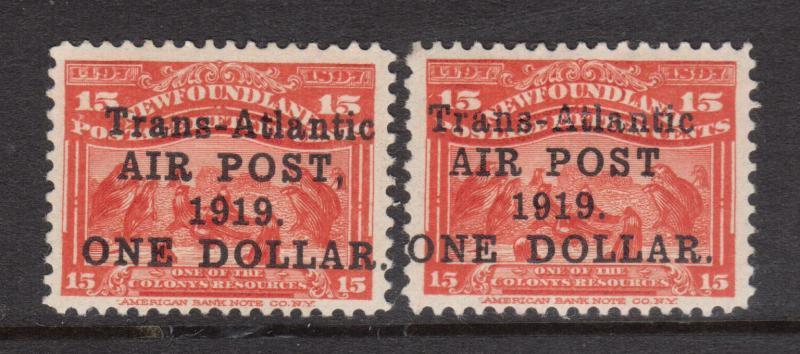 Newfoundland #C2 #C2a VF Mint Duo