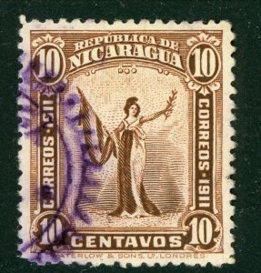 Nicaragua 1912 Liberty 10¢ Red Brown Sc 301 VFU Q424