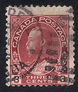 Canada #109 3 cent SUPERB CANCEL King George 5 Stamp used A