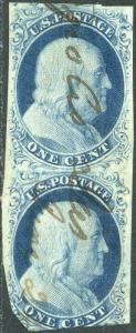 #9 USED VERTICAL PAIR - TOP STAMP XF GEM BN9635