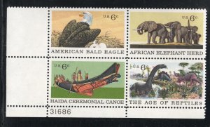 ALLY'S Plate Block Scott #1387-90 6c Natural History [4] MNH F/VF [W-48a LL]