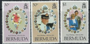 Bermuda 412-14 MNH 1981 Prince Charles Wedding (ak3360)