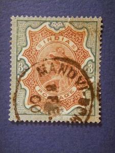 INDIA, 1895, used 3r. Queen Victoria, Scott 51