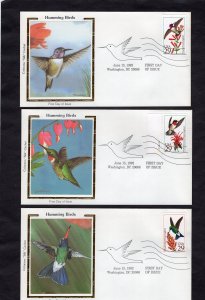 2642-2646 Humming Birds, FDC set/5 Colorano Silk