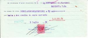 Italy - Receipt Montecatini Societa General - Mining 1930